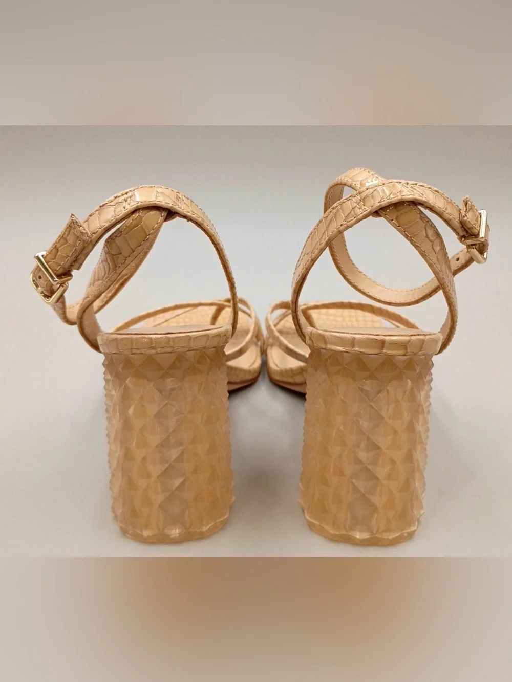 Antonio Melani Katona Snake Embossed Leather Heel Sandals Size 9M Ankle Strap